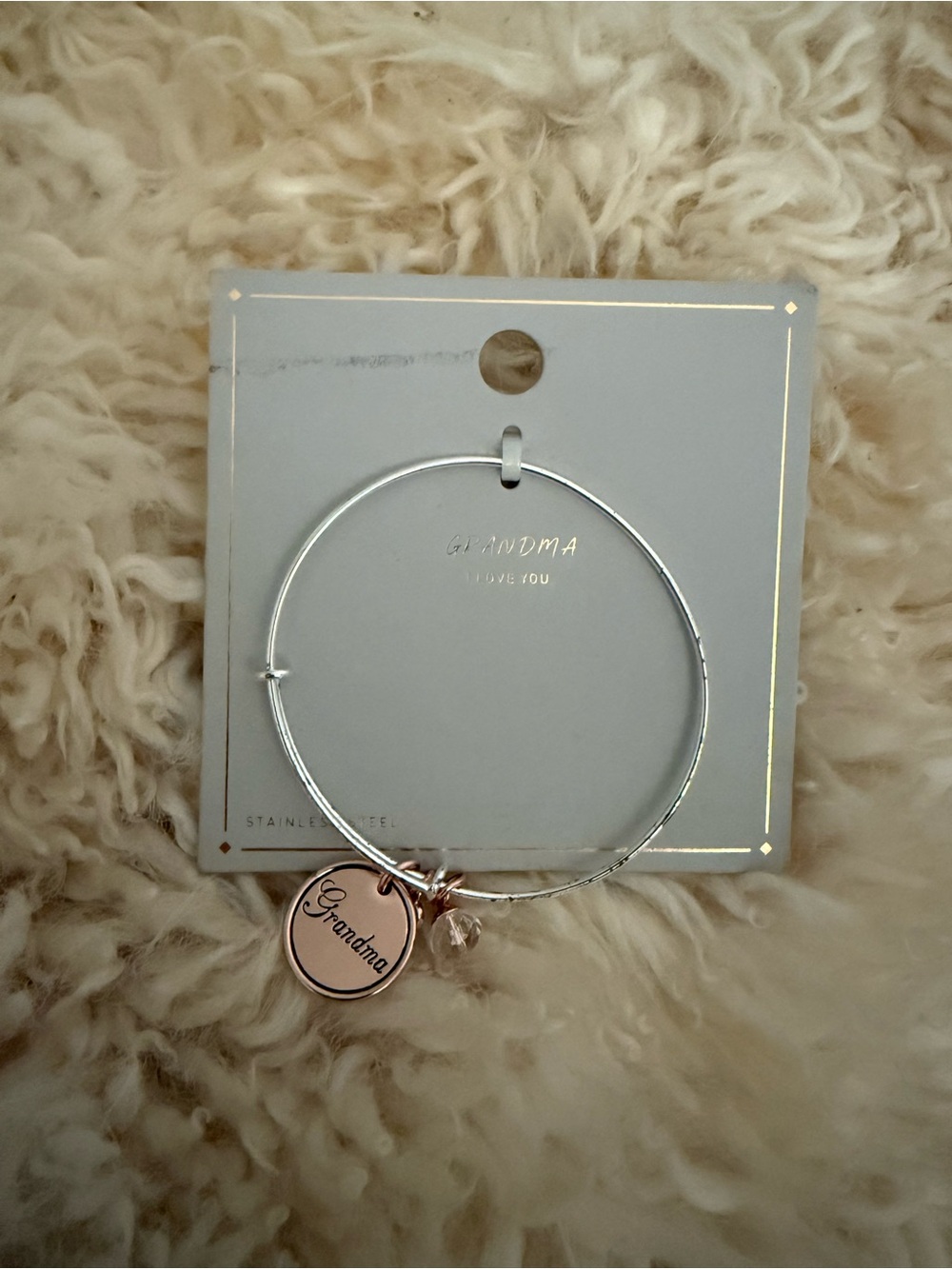 FREE Grandma Engraved Charm Bangle Bracelet - Rose Gold & Silver-Tone